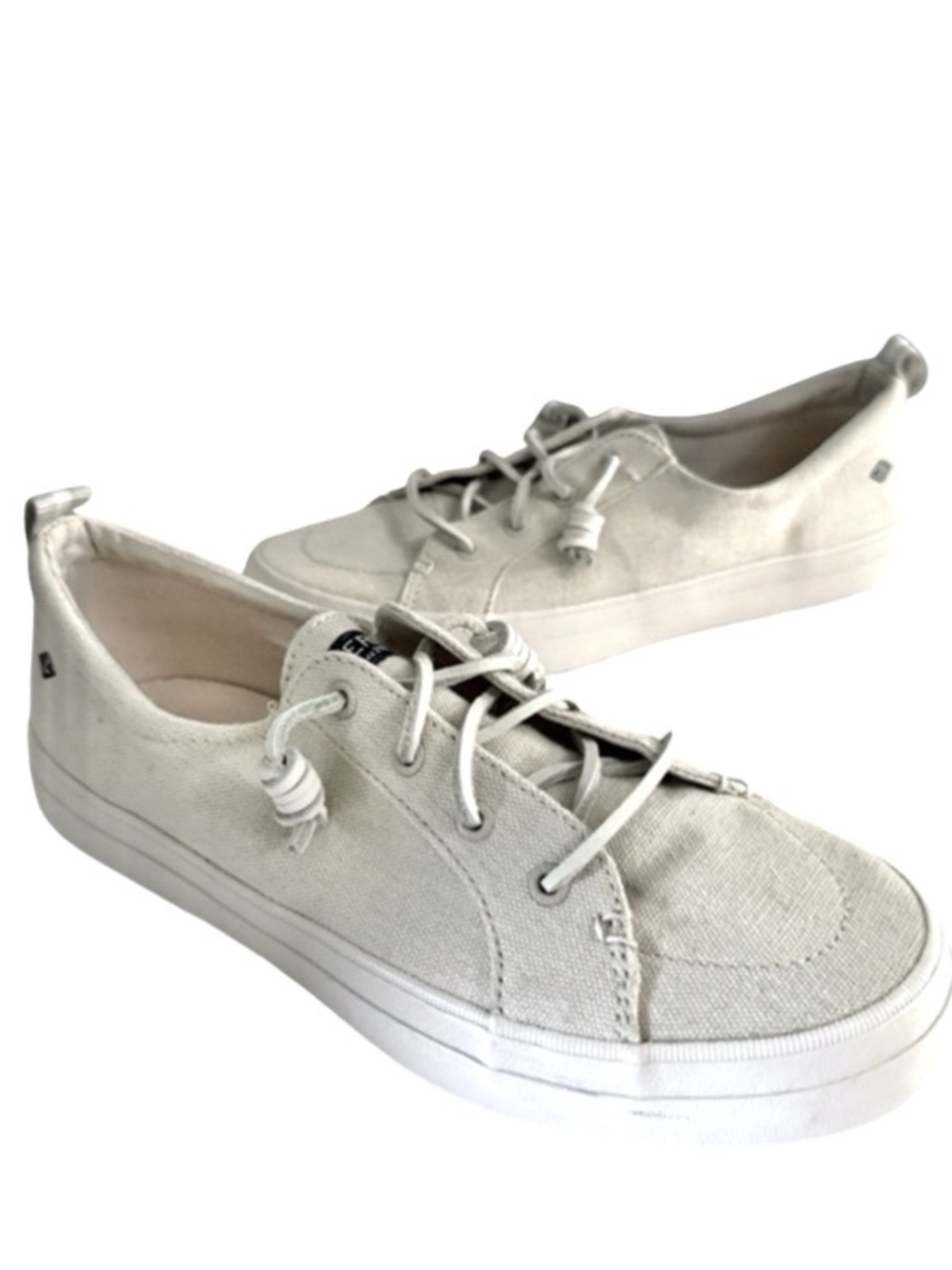 Sperry Canvas Slip-on Sneakers Removable Memory Foam Insoles Ecru Cream Size 10